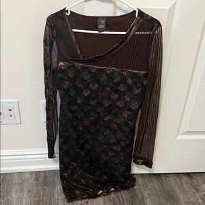 Anac Black and Brown Long Sleeve Dress
